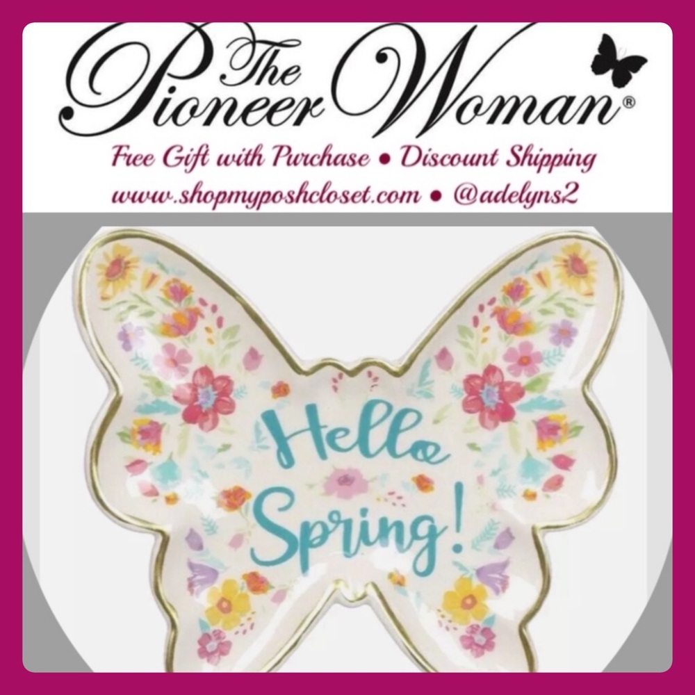 HTF 🌺 New Pioneer Woman Ceramic Butterfly Shaped Trinket Tray - Kitchen Decor